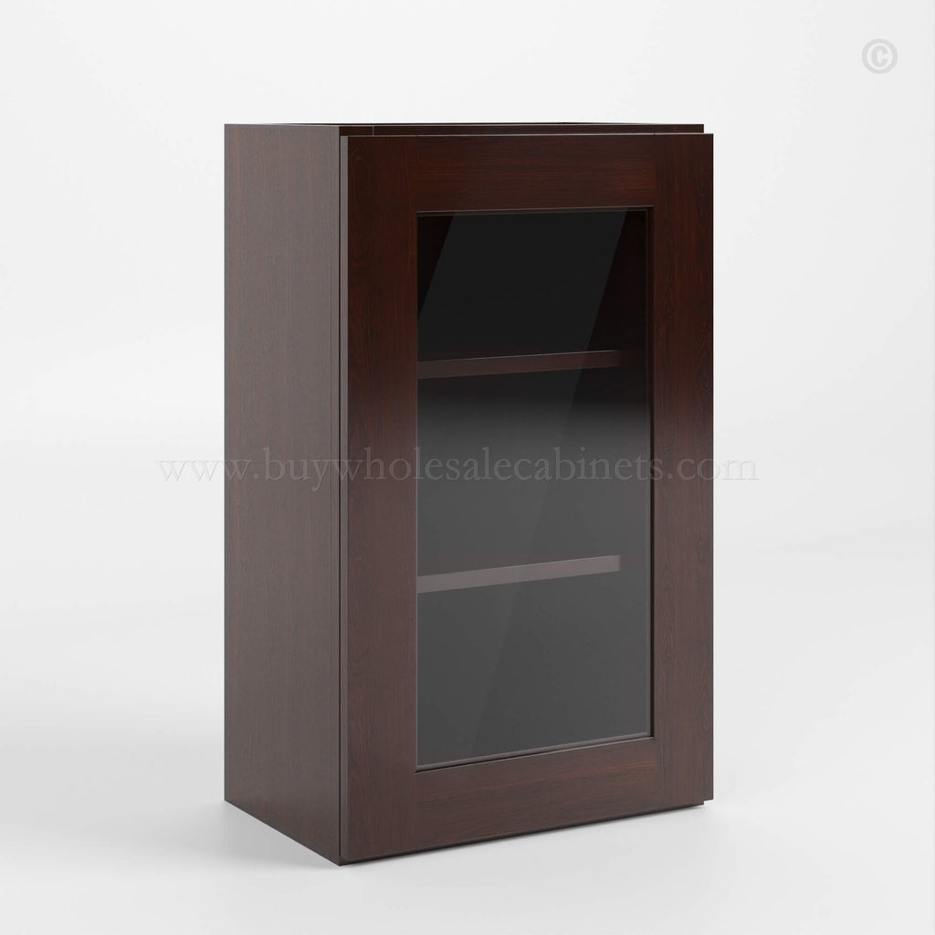 Shaker Espresso 36″ H Single Door Wall Cabinet with Glass Door