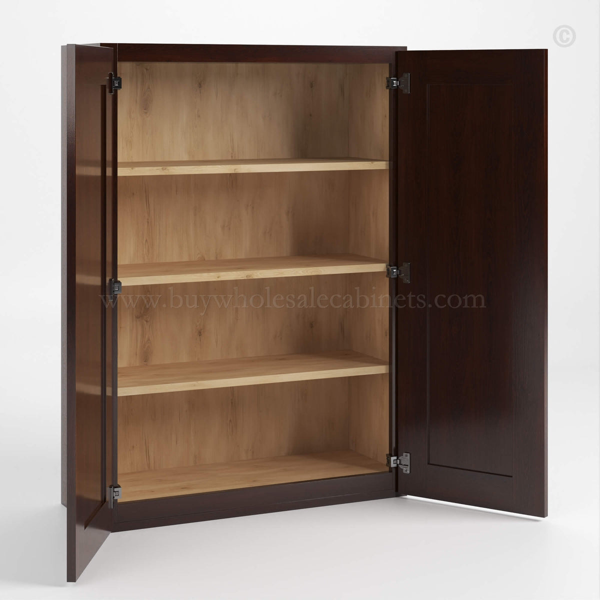 Shaker Espresso 42″ H Double Door Wall Cabinet