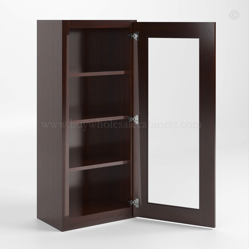 Shaker Espresso 42″ H Single Door Wall Cabinet with Glass Door
