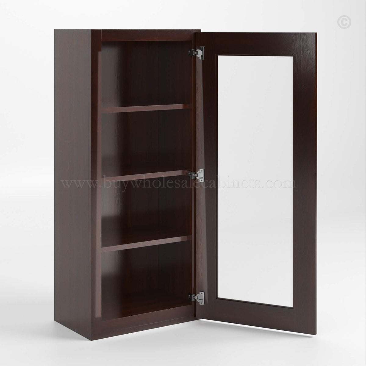 Shaker Espresso 42″ H Single Door Wall Cabinet with Glass Door
