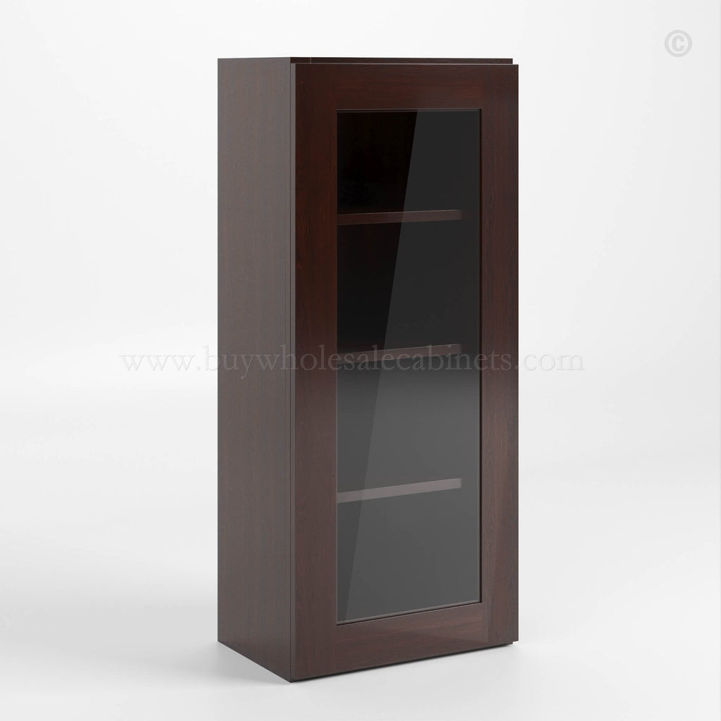 Shaker Espresso 42″ H Single Door Wall Cabinet with Glass Door
