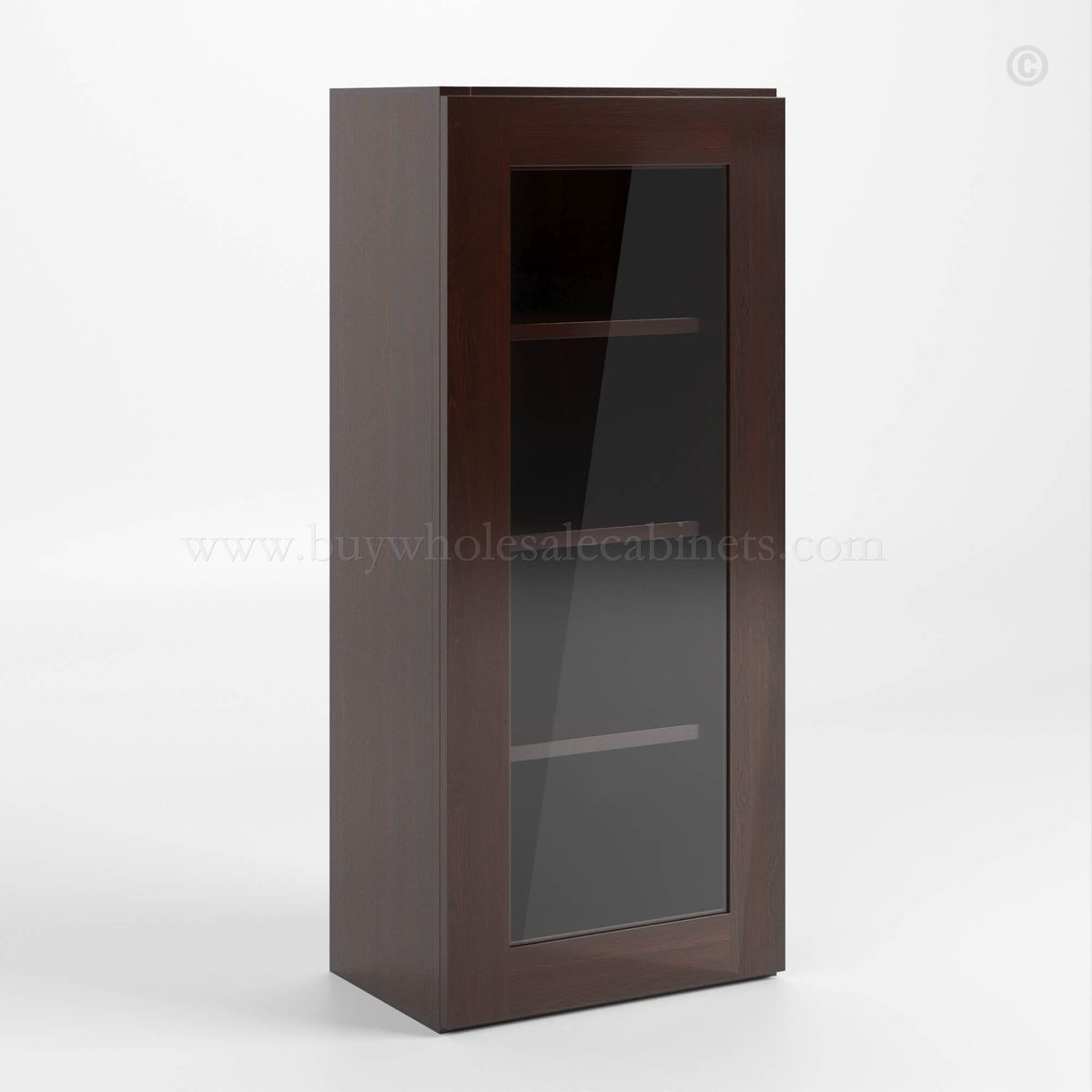 Shaker Espresso 42″ H Single Door Wall Cabinet with Glass Door