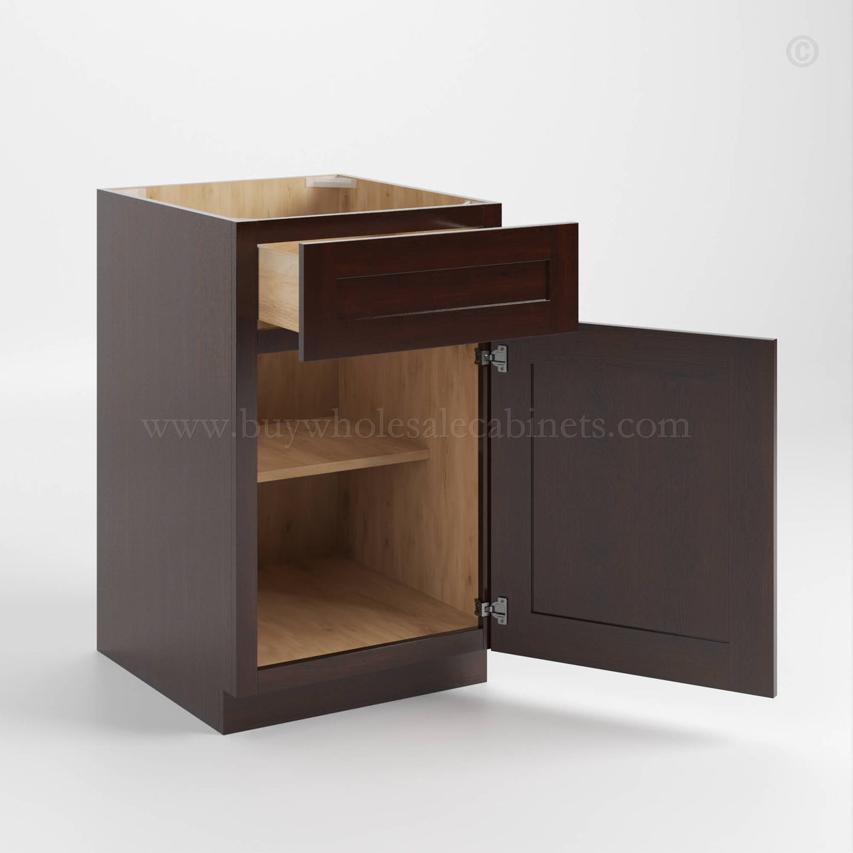 Shaker Espresso Base Cabinet with Single Door & Drawer