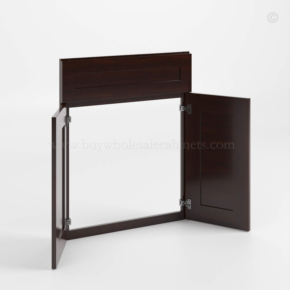 Shaker Espresso Corner Sink Base Front