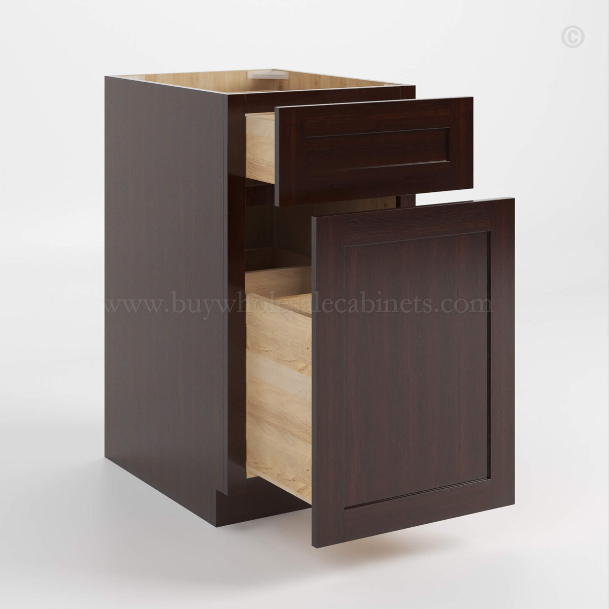 Shaker Espresso Two Drawer Document File Base Cabinet