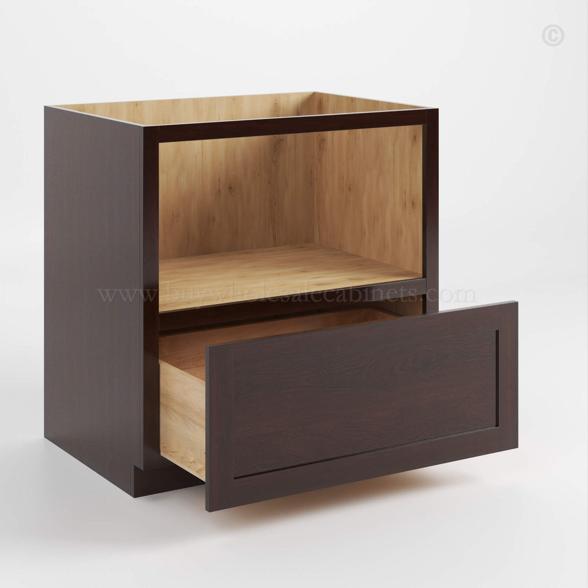 Shaker Espresso Microwave Base Cabinet with Single Drawer