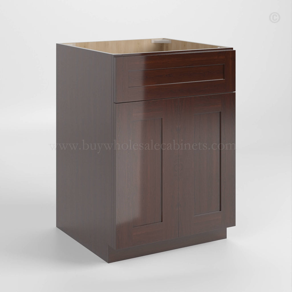 Shaker Espresso Sink Base with Double Doors and False Drawer 27″