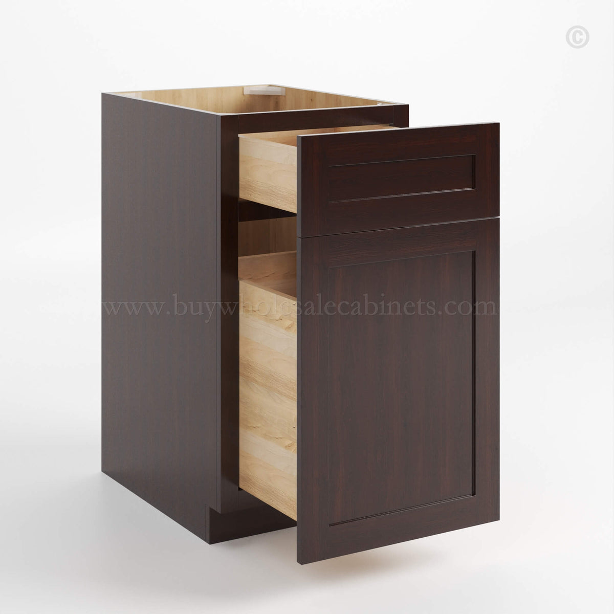 Shaker Espresso Trash Base Cabinet