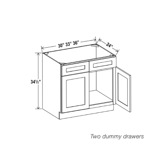 Gray Shaker Sink Base With Double Doors and False Drawers