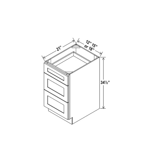 Black Shaker Vanity Three Drawer Base Cabinet