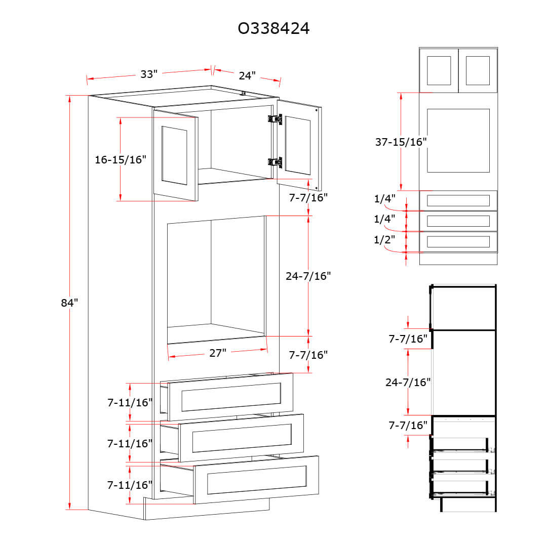 Black Shaker 33″ W Oven Pantry Cabinet