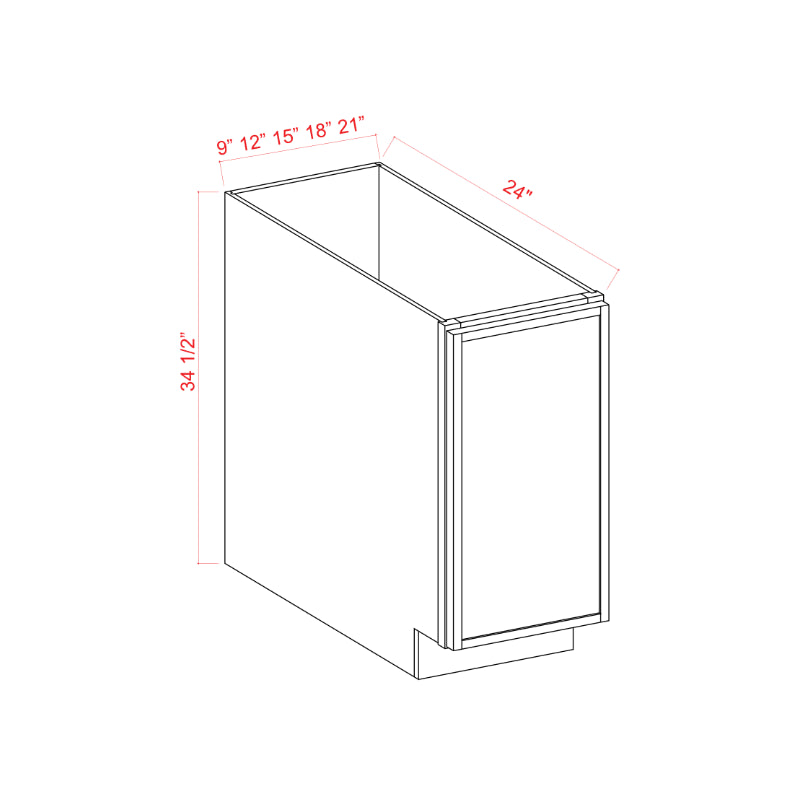 Dove White Slim Shaker Base Cabinet Single Door Full Height