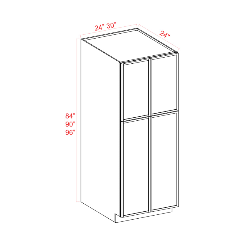 Dove White Slim Shaker Tall Pantry Cabinet with 4 Doors