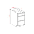 Slim Amber Oak Shaker Vanity Three Drawer Base Cabinet