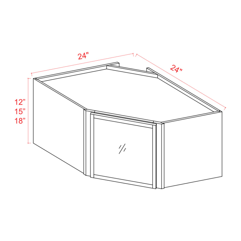 Slim Amber Oak Shaker Diagonal Corner Wall Shelf with Glass Door