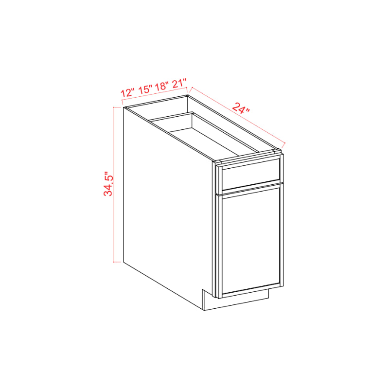 Slim Amber Oak Shaker Trash Base Cabinet