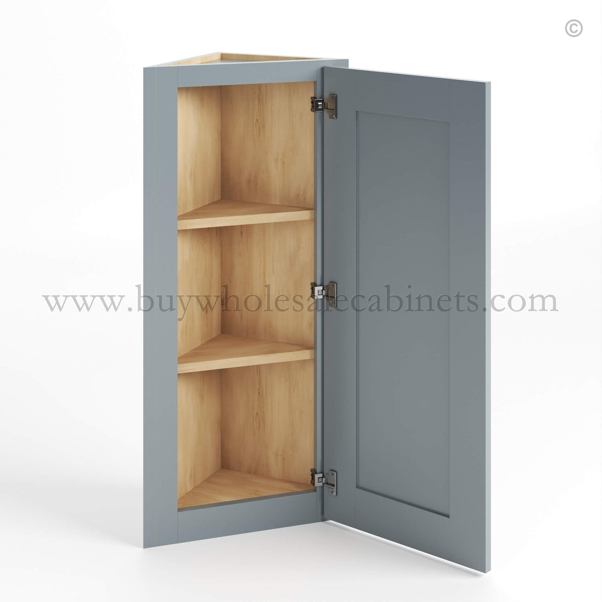 Gray Shaker 12 W Angle Wall Cabinet