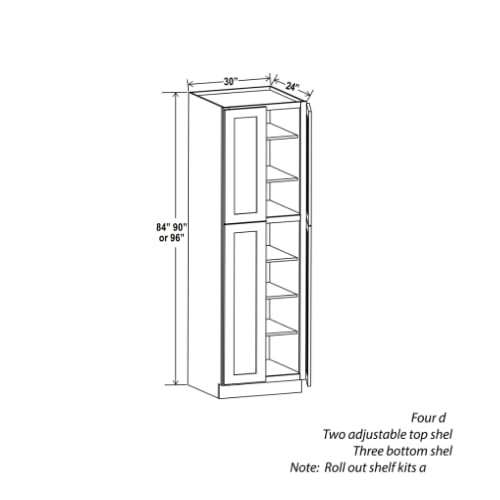Black Shaker 30″ W Utility Pantry Cabinet