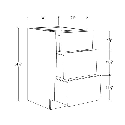 Frameless Graphite Gray Vanity Base Drawer Cabinet – 3 Drawers