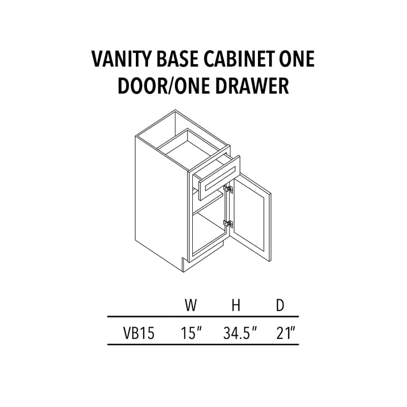 Jade Green Shaker Vanity Base Cabinet One Door/One Drawer