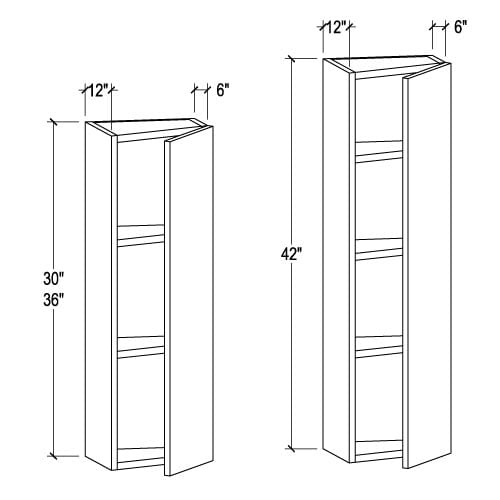 Frameless Pearl White 12″ Wide Wall End Angle – 1 Door 2 Shelves