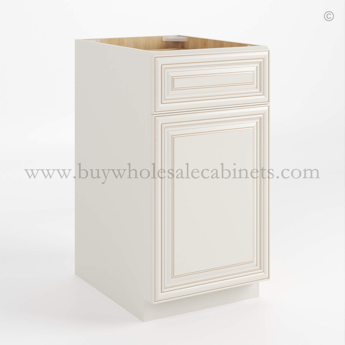 Charleston White Raised Panel Trash Base Cabinet