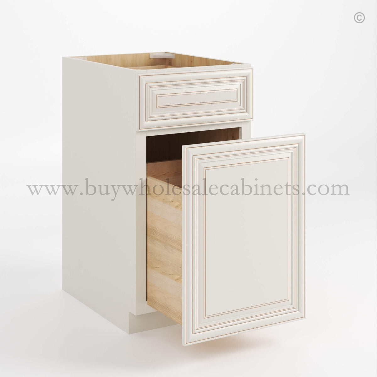 Charleston White Raised Panel Trash Base Cabinet