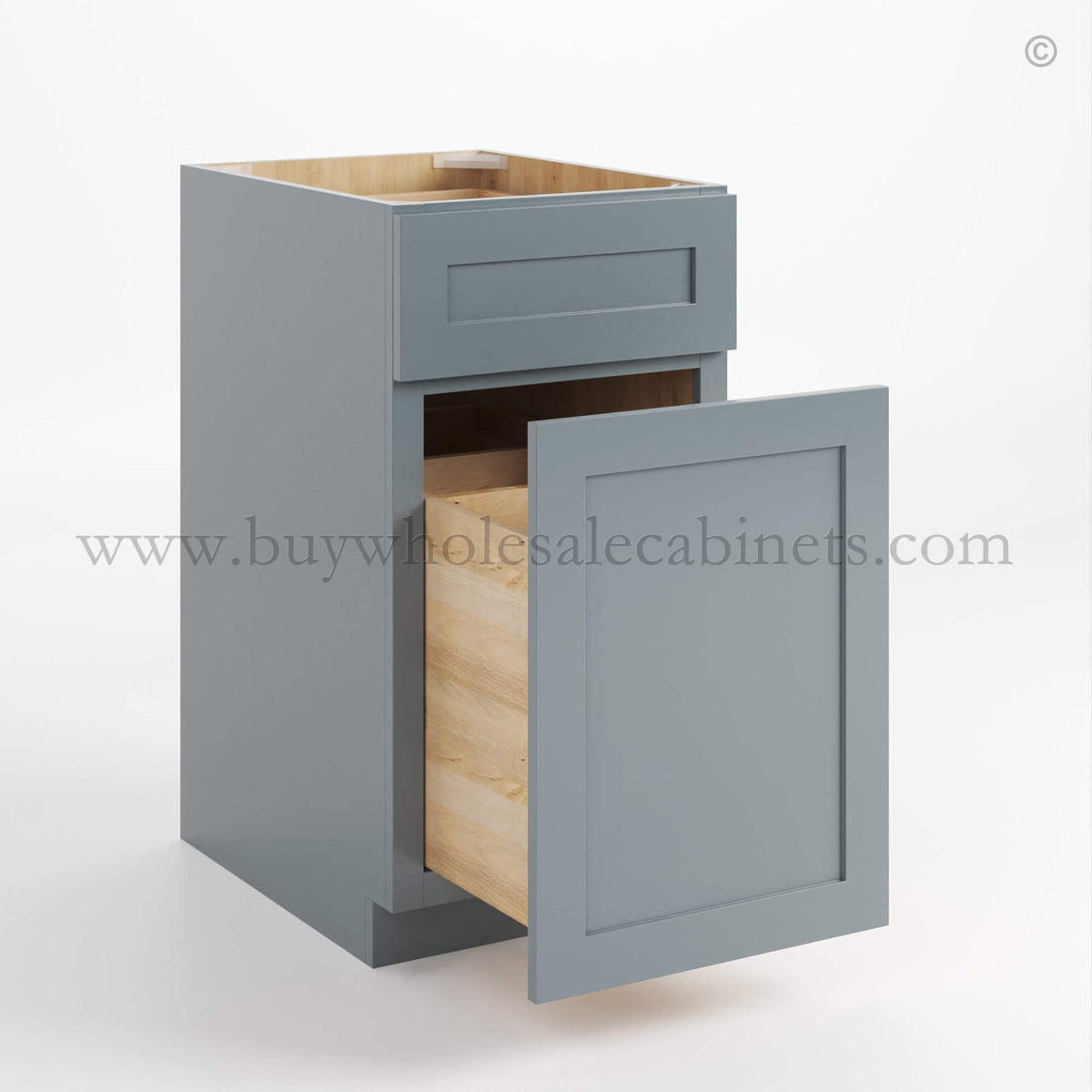 Gray Shaker Trash Base Cabinet