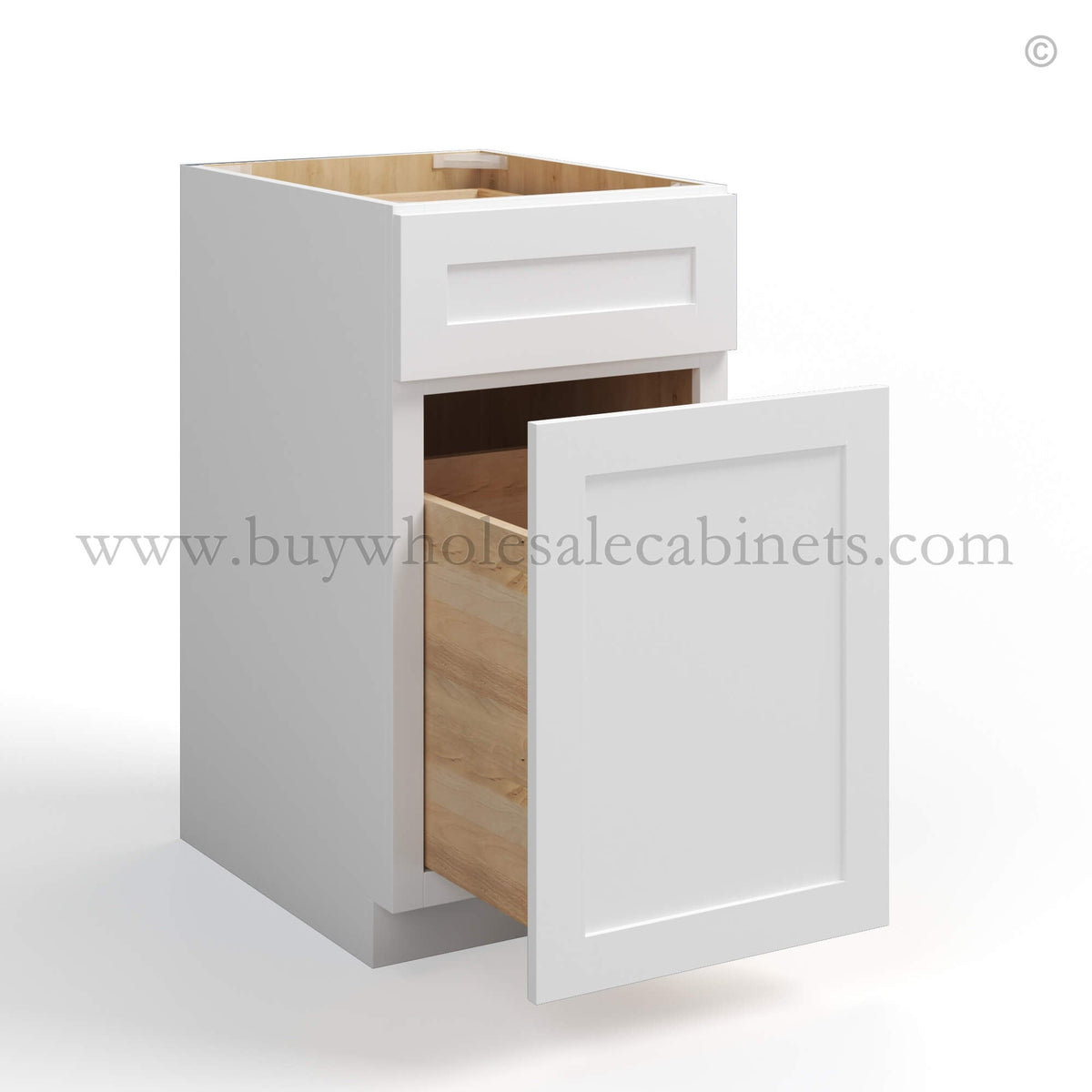 White Shaker Trash Base Cabinet