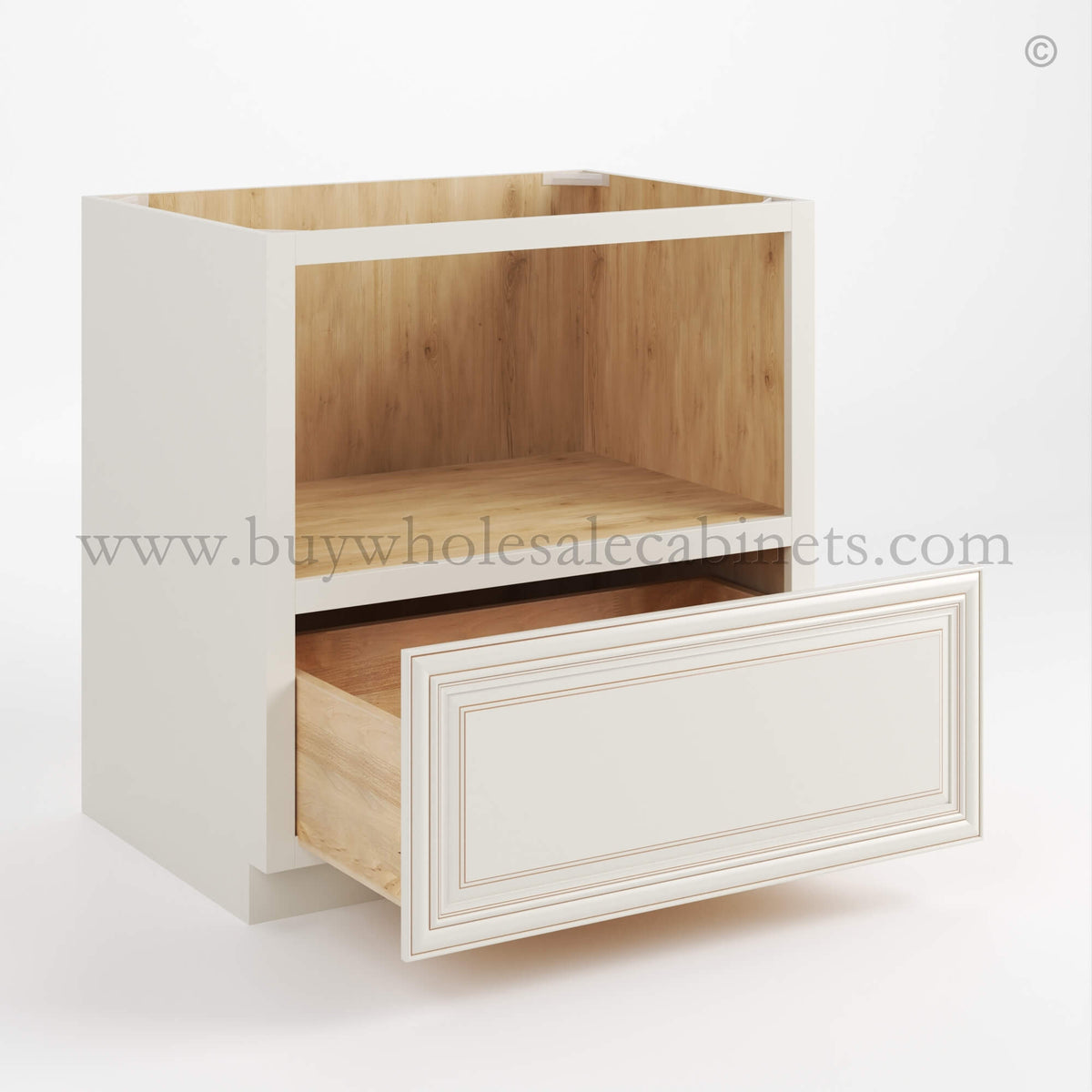 Charleston White Raised Panel Microwave Base Cabinet