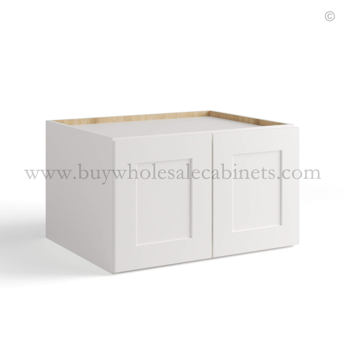 White Shaker 30″ W Refrigerator Wall Cabinet 24″ Deep