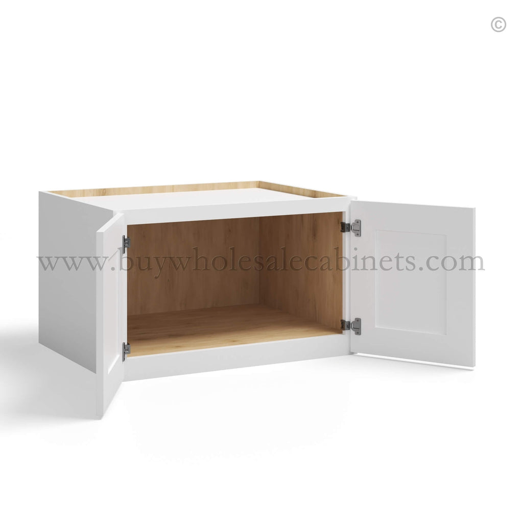 White Shaker 30″ W Refrigerator Wall Cabinet 24″ Deep