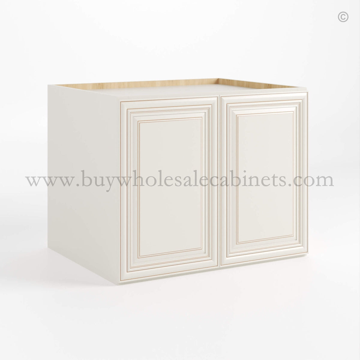 Charleston White Raised Panel 24″ H Refrigerator Wall Cabinet 24″ Deep