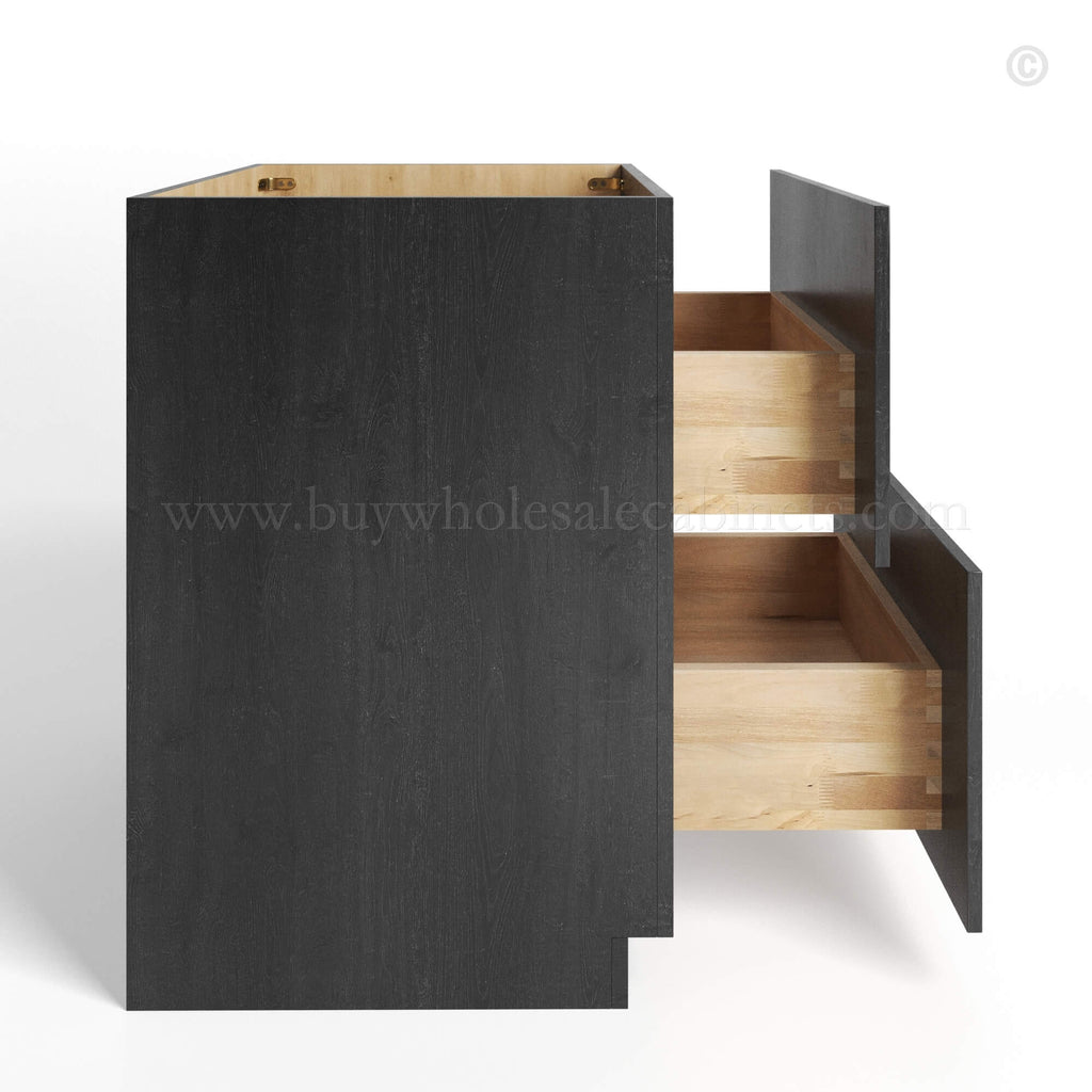 Charcoal Black Shaker Base Cabinet with 2 Drawers