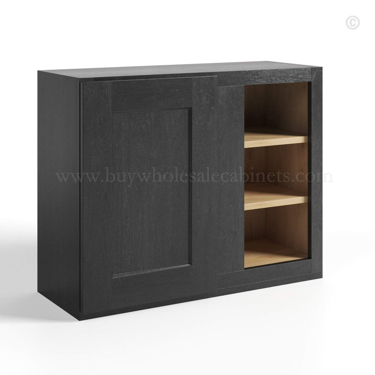 Charcoal Black Shaker Wall Blind Corner Cabinet