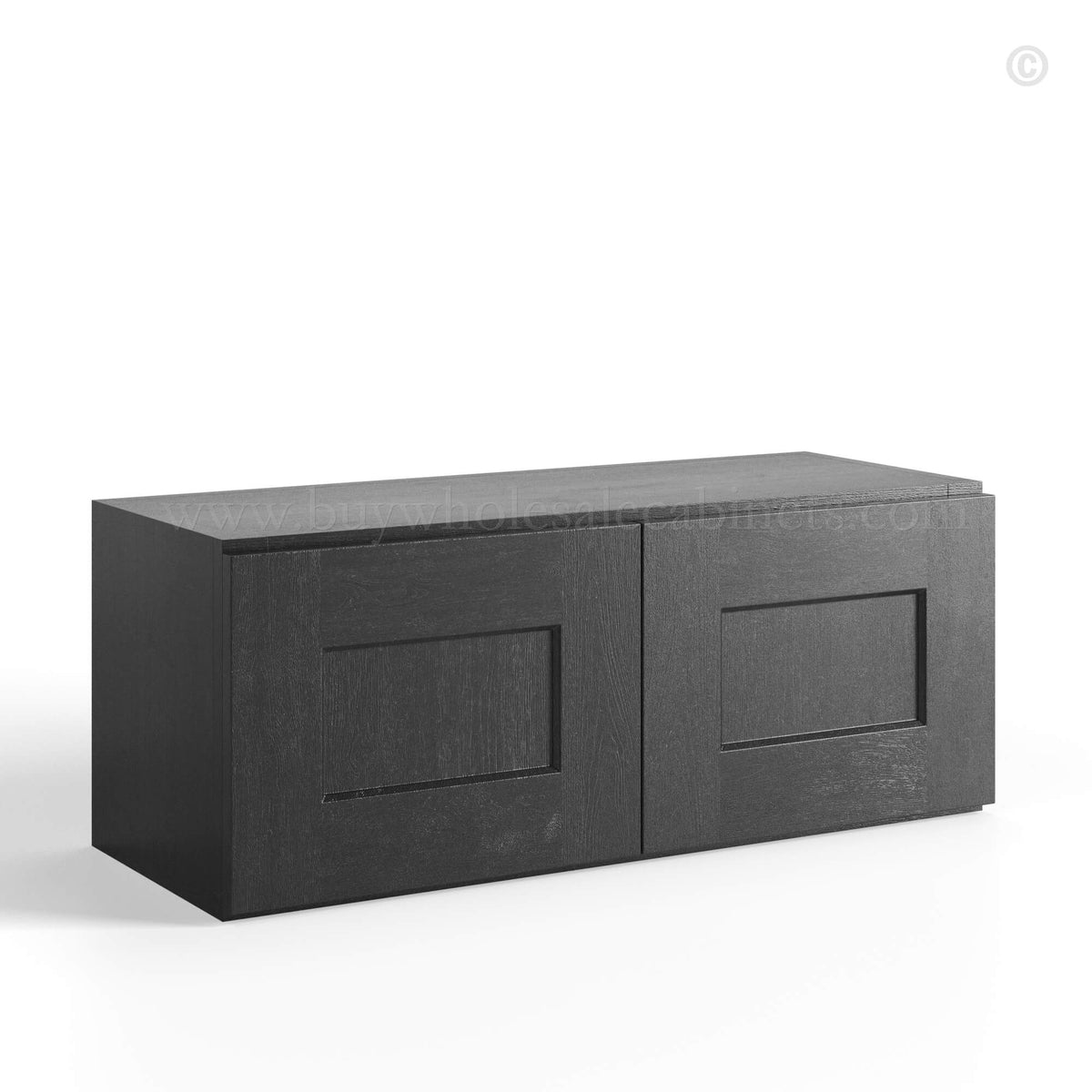 Charcoal Black Shaker Double Door Wall Cabinets- 12″H – 12″D