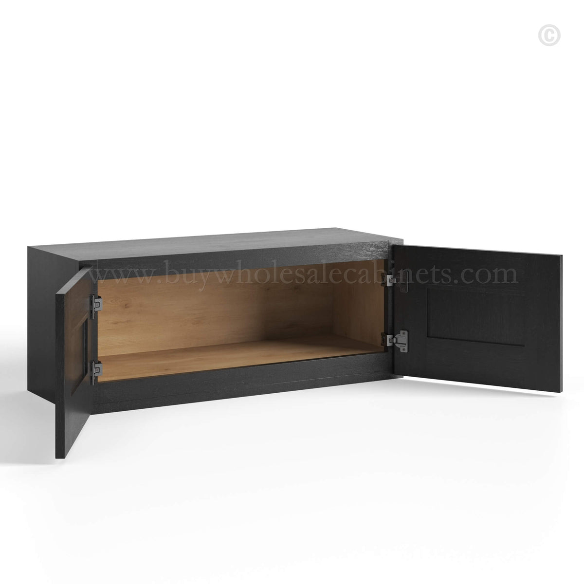 Charcoal Black Shaker Double Door Wall Cabinets- 12″H – 12″D
