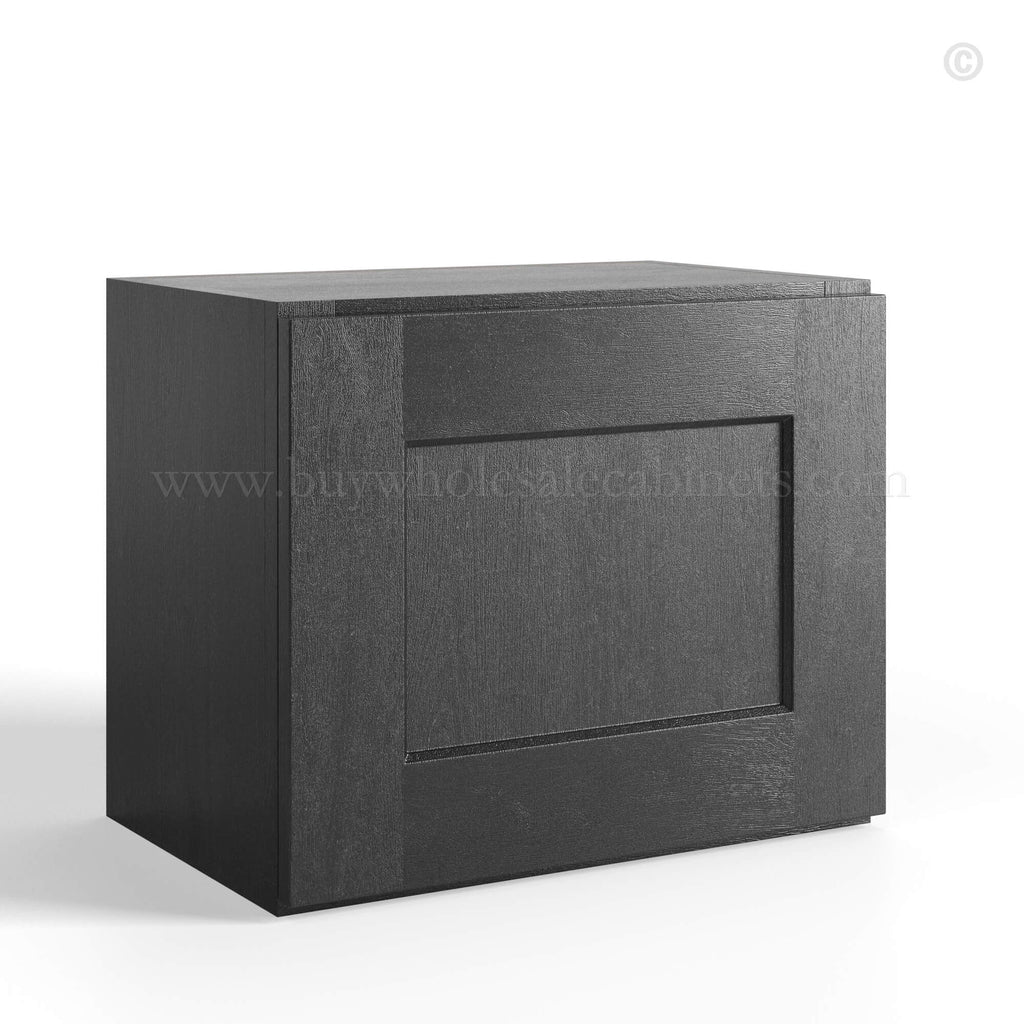 Charcoal Black Shaker Single Door Wall Cabinet – 15″H – 12″D