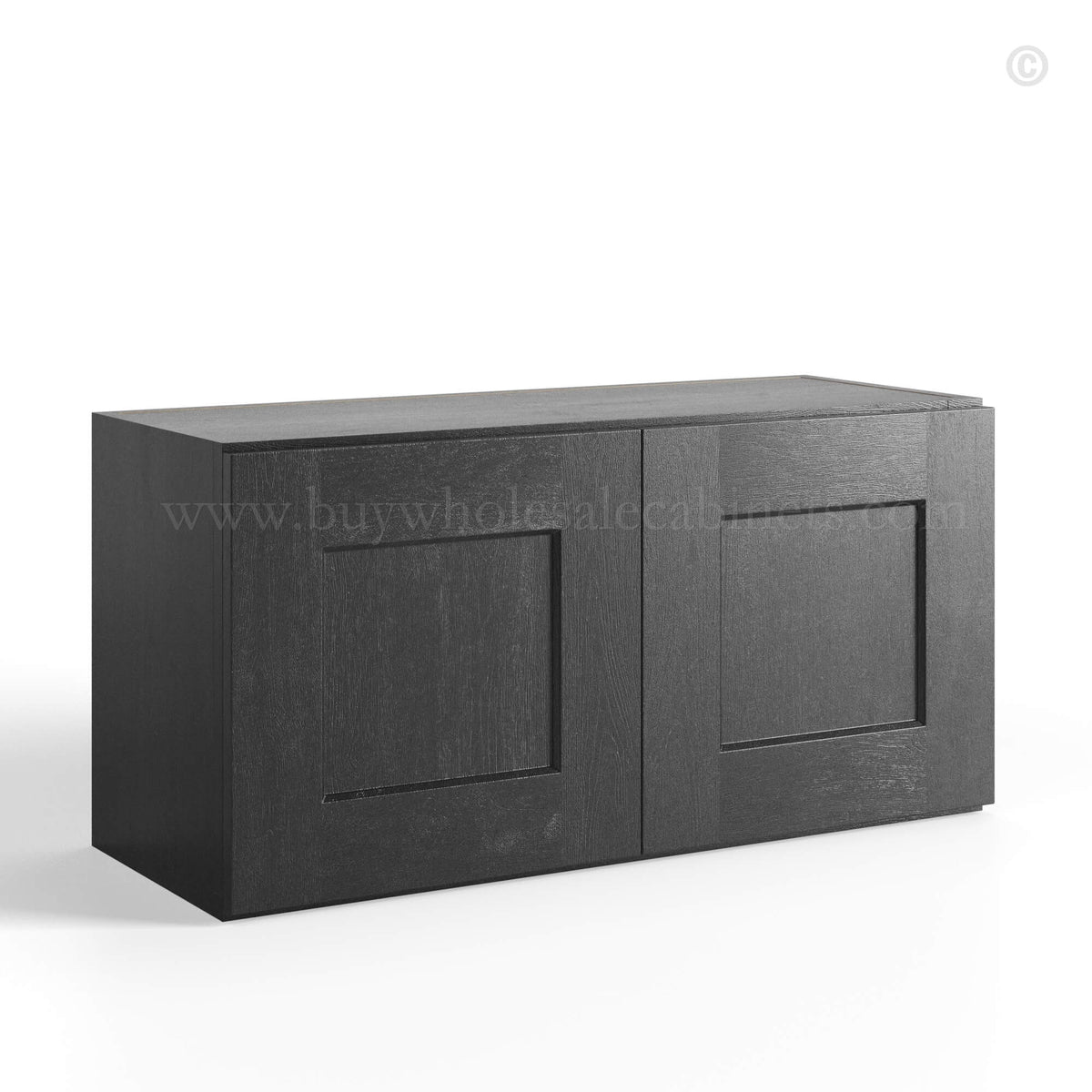 Charcoal Black Shaker Double Door Wall Cabinets- 15″H – 12″D