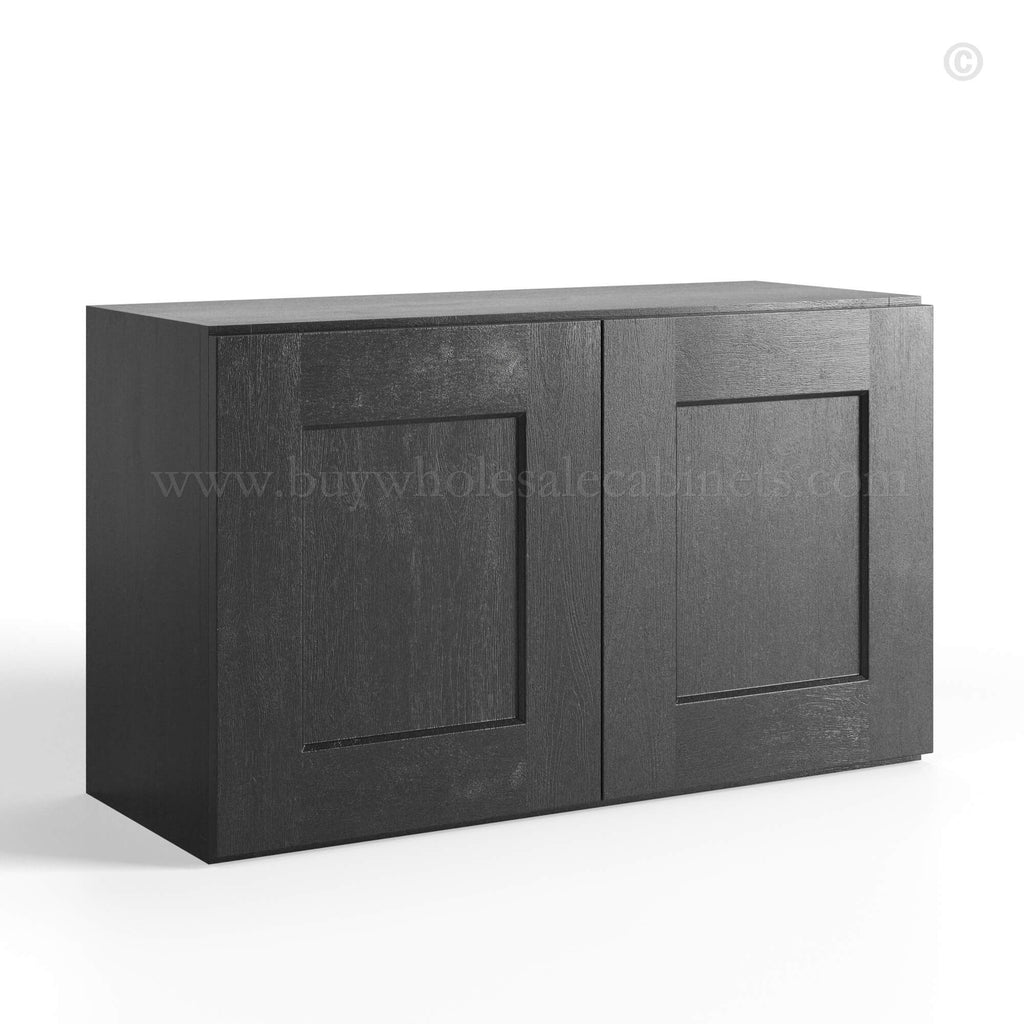 Charcoal Black Shaker Double Door Wall Cabinets- 18″H – 21″H, 12″D