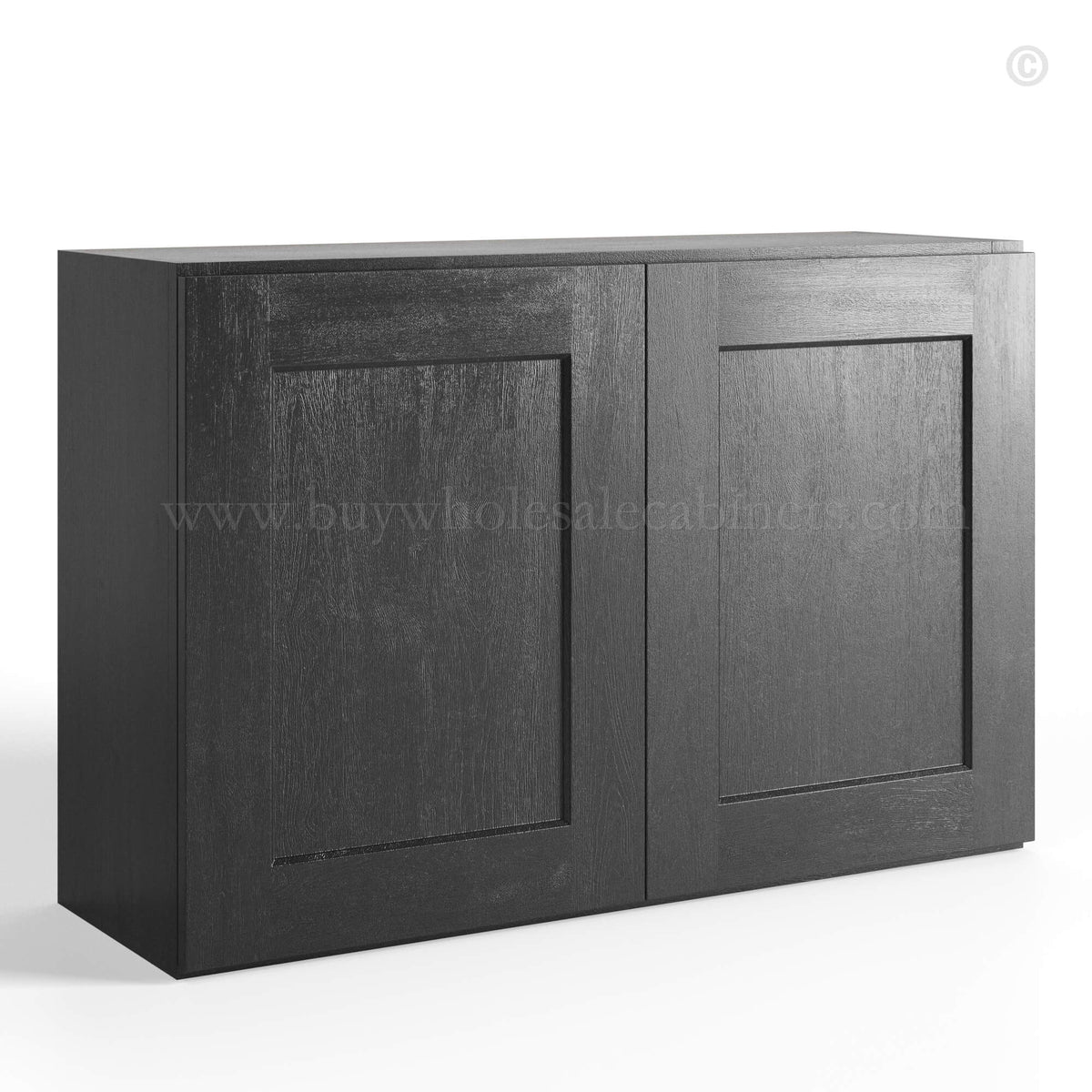 Charcoal Black Shaker Double Door Wall Cabinets- 24″H, 12″D