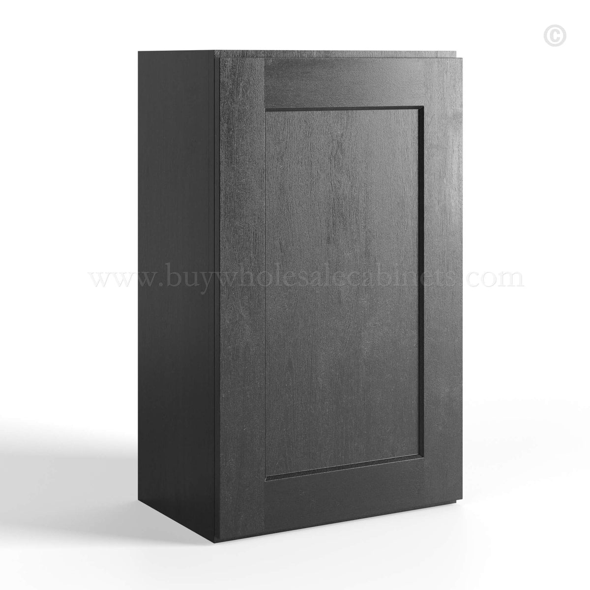 Charcoal Black Shaker Single Door Wall Cabinet 36″H – 12″D