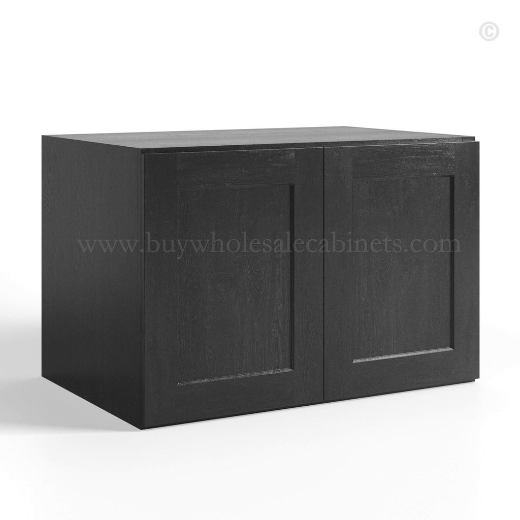 Charcoal Black Shaker Double Door Wall Cabinet – 24″D