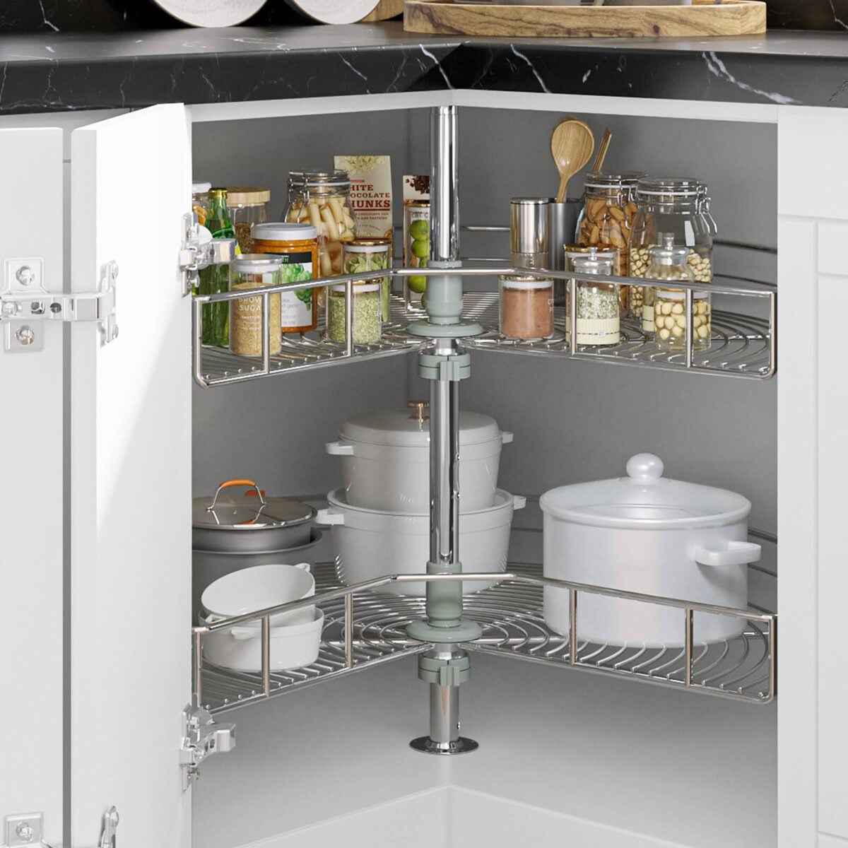 Charleston White Raised Panel Chrome Tray