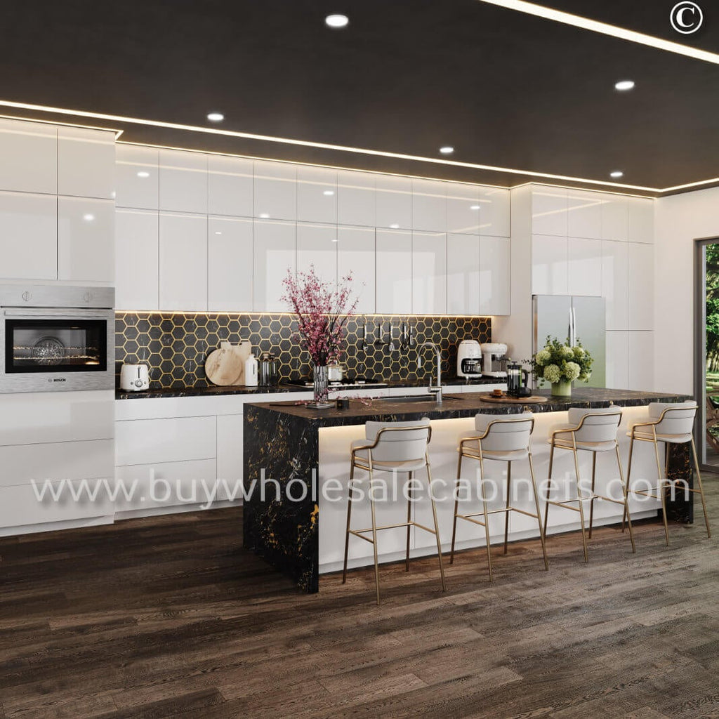 Frameless Gloss White Microwave Base Cabinet