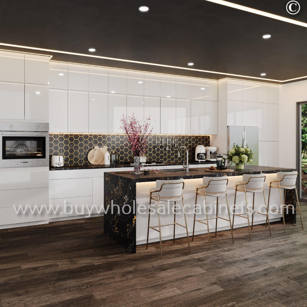 Frameless Gloss White Refrigerator End Panel Veneer