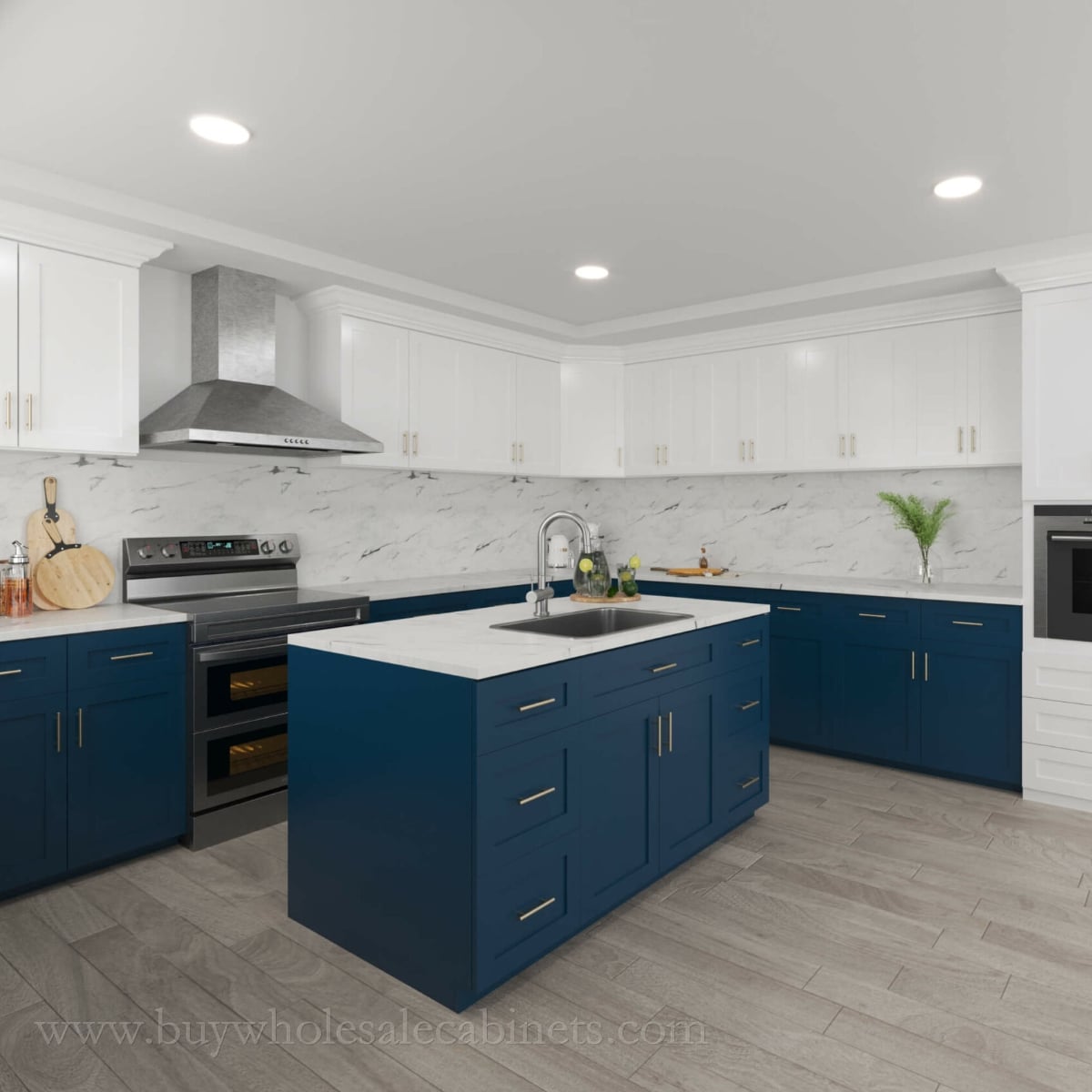 Navy Blue Shaker Furniture Base Moulding