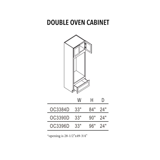 Unfinished Shaker Double Oven Cabinet