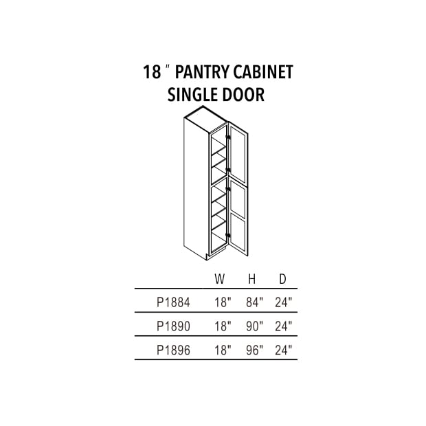 Unfinished Shaker 18″ Pantry Cabinet Single Door