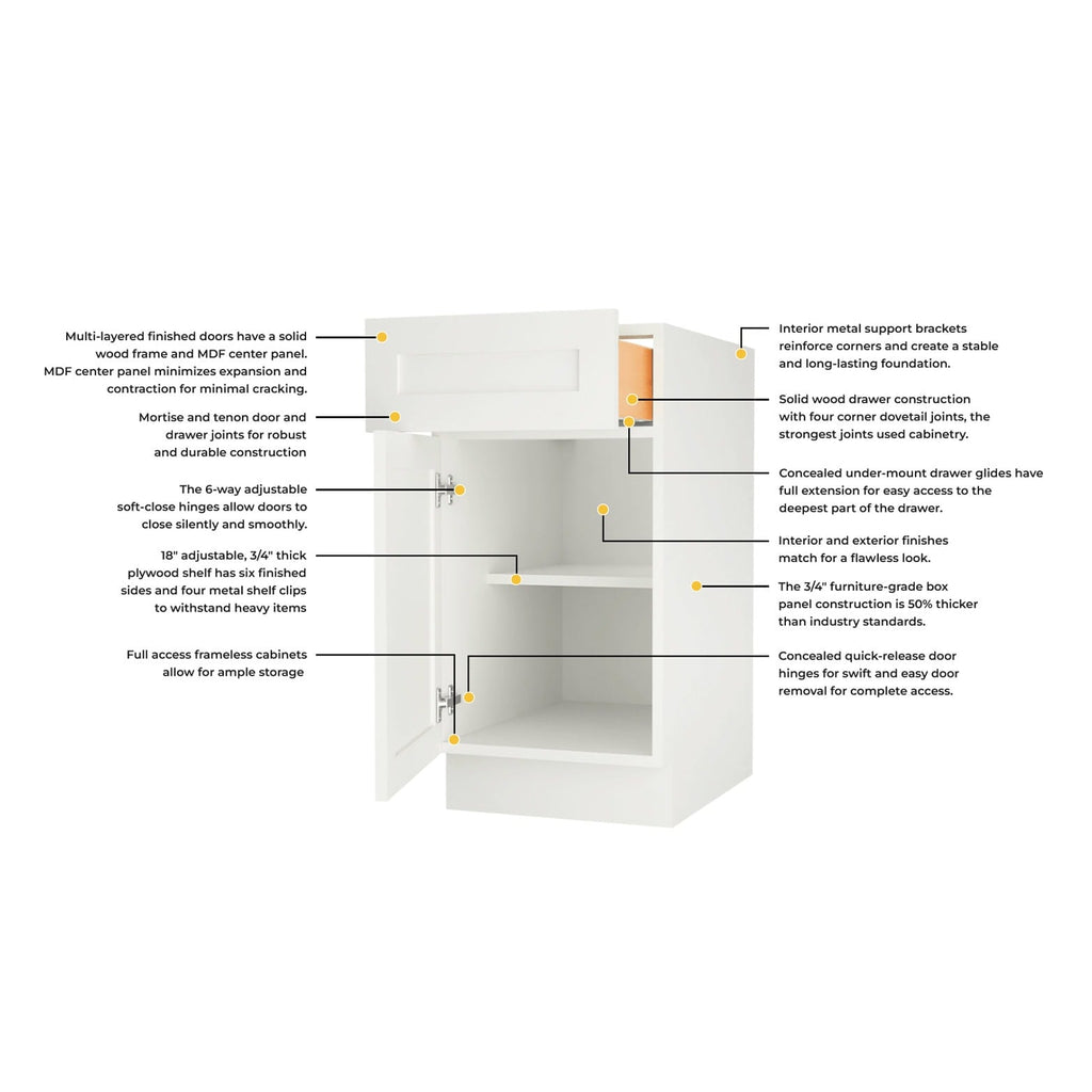 Frameless Pearl White Base Cabinet With Metal Lazy Susan, Folding Doors